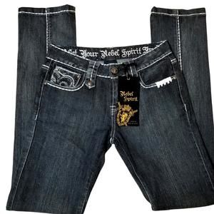 Nwt Rebel Spirit Women's Straight Leg Jeans - Black Size 28